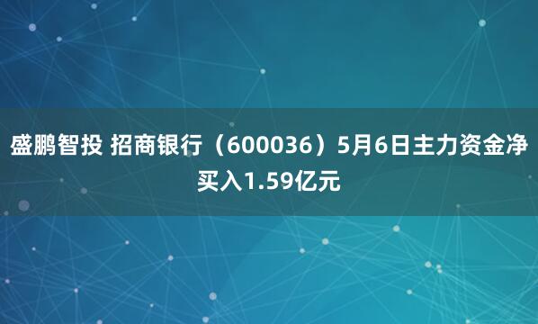 盛鹏智投 招商银行（600036）5月6日主力资金净买入1.59亿元